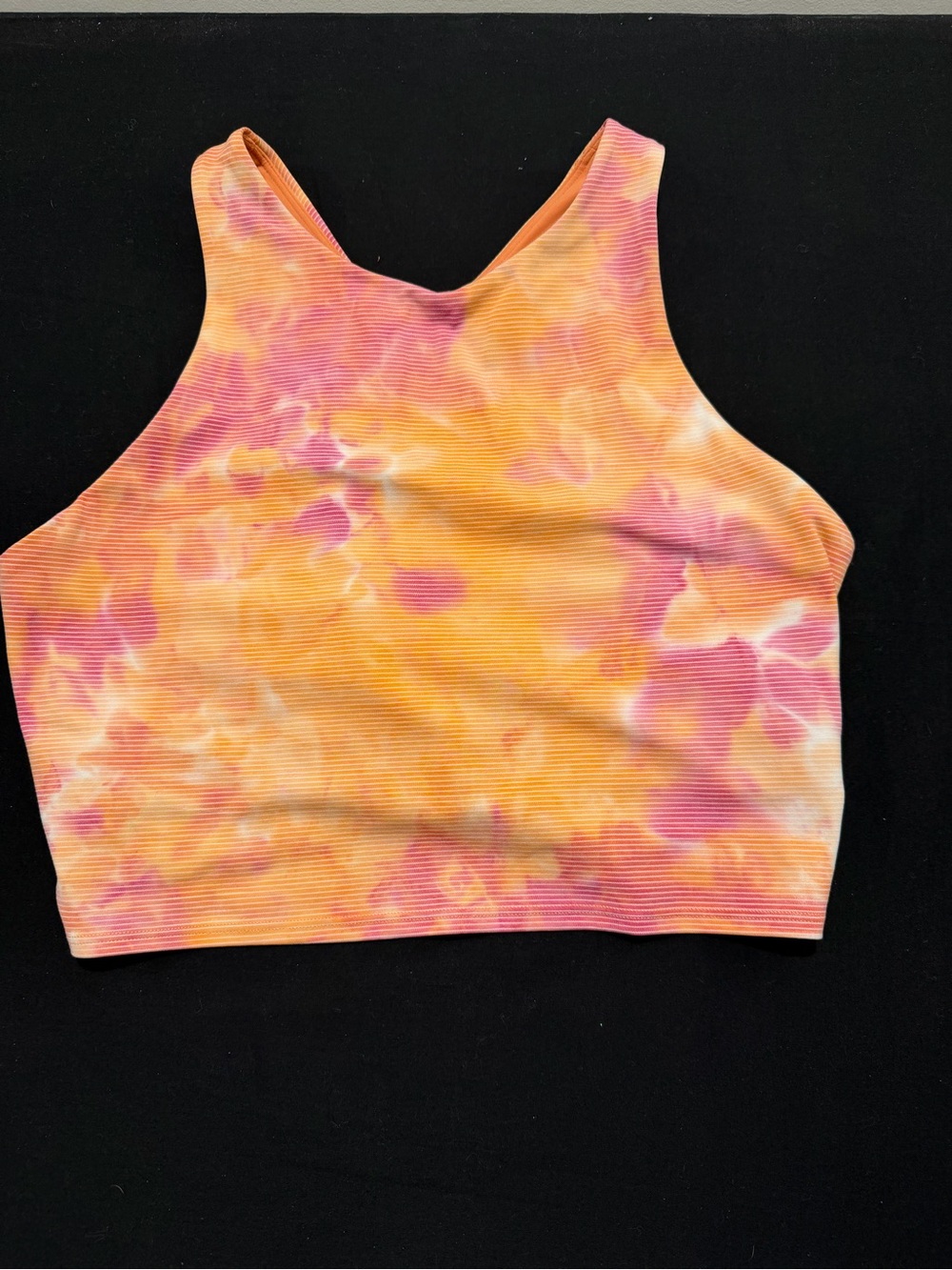 Athleta Tie-Dye High Neck Crop Tank Top - Orange & Pink